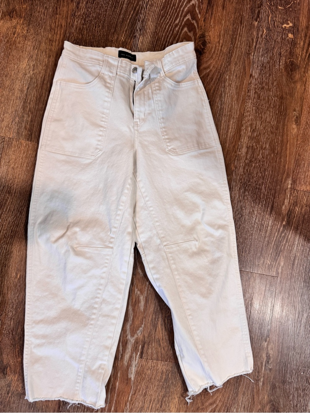 Scoop Women’s Denim Barrel white Cotton Pants